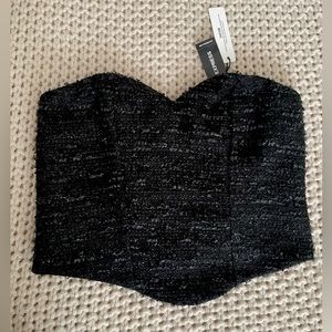 Tweed Sweetheart Neckline Corset Tube Black Top Size S